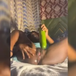 Horny Girl Using Cucumber on Her Pussy